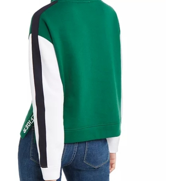 Tommy Hilfiger Colorblock Cowlneck Pullover Crop Sweatshirt sz M (for Macy's) - Picture 2 of 8